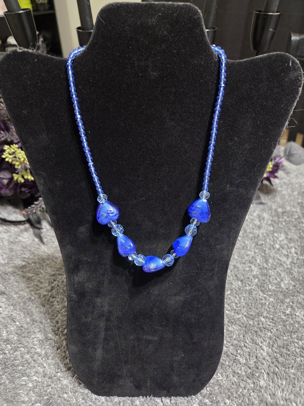 Blue Glass Bead Necklace - Elegant Women’s Jewelry
